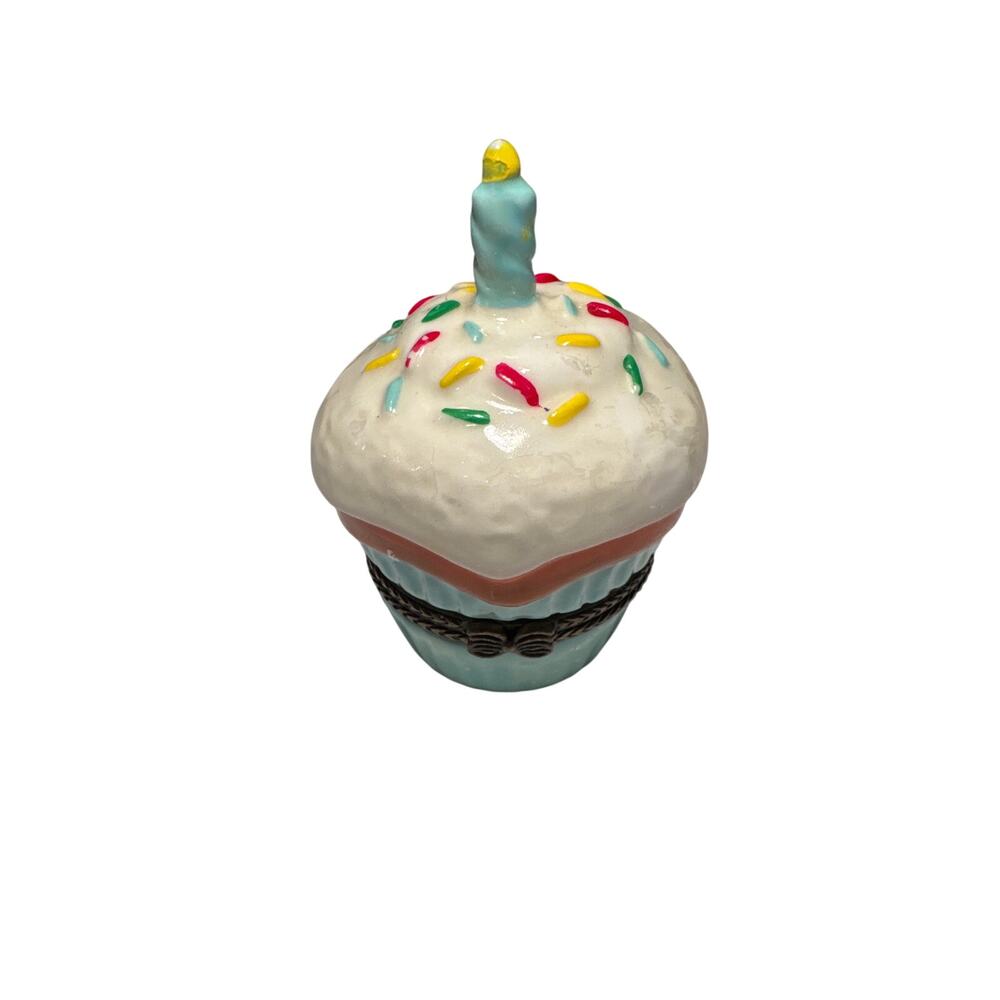 Porcelain Cupcake Hinged Trinket Box with Gift inside